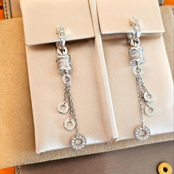 BVLGARI Jewelry - Bvlgari B.Zero White Gold 18k DIAMONDS 750 Drop Dangle Earrings 2.8 Inch Length
